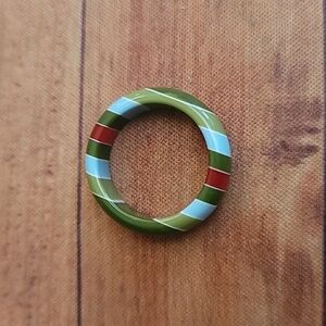 Vibrant Green Multicolored Striped Unisex Resin Ring in Random Colored Gift Box